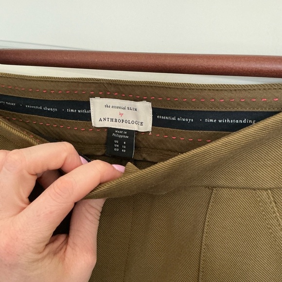 Anthropologie Green Cargo Trousers High-Waisted Slim-Fit - Picture 4 of 4